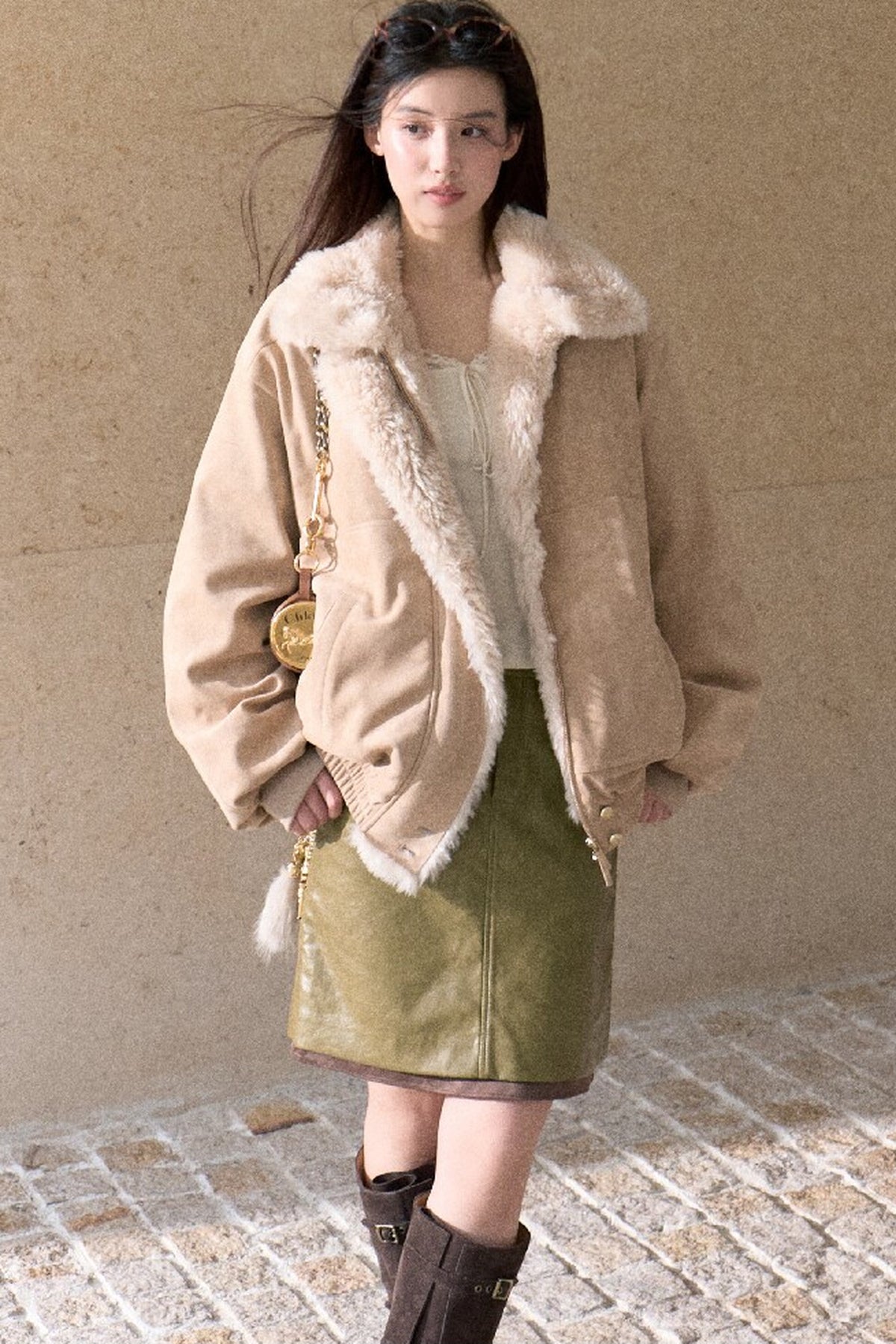 Matte Suede 95% White Duck Down Jacket
