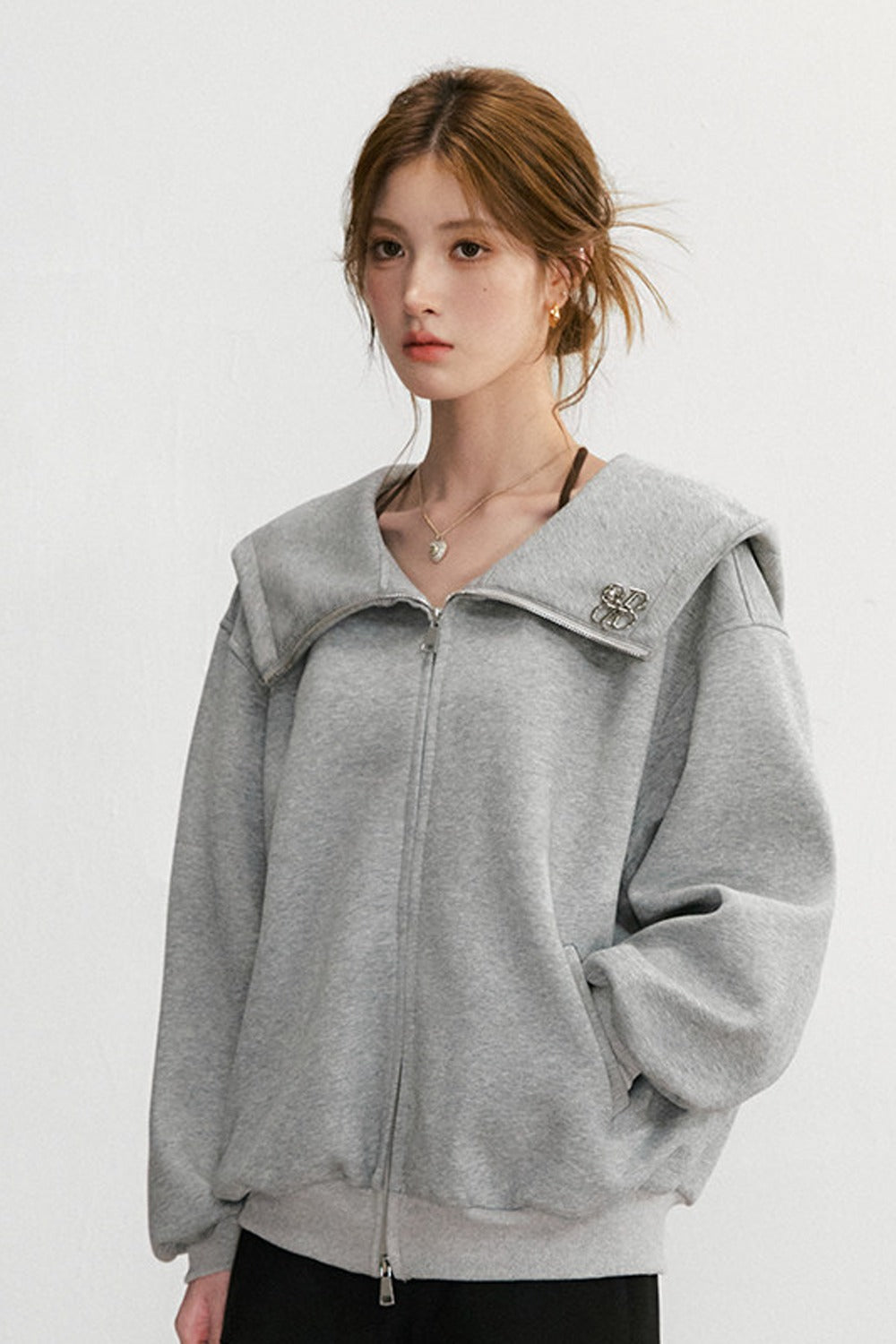 Large Lapel Hooded Cardigan