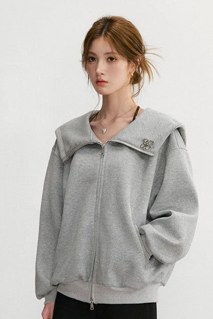 Large Lapel Hooded Cardigan