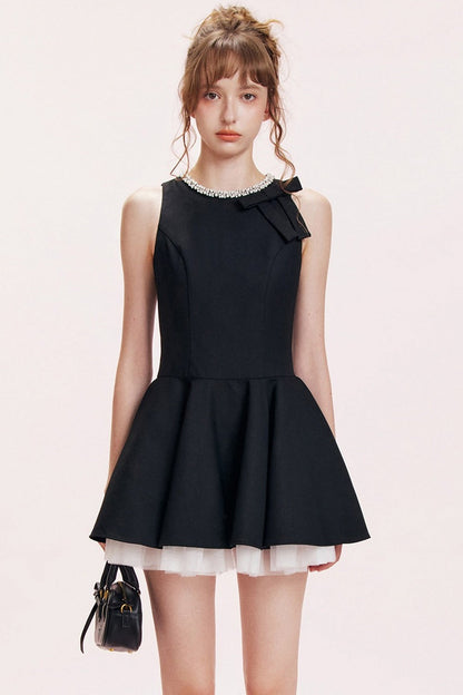 Rhinestone Bow A-Line Dress