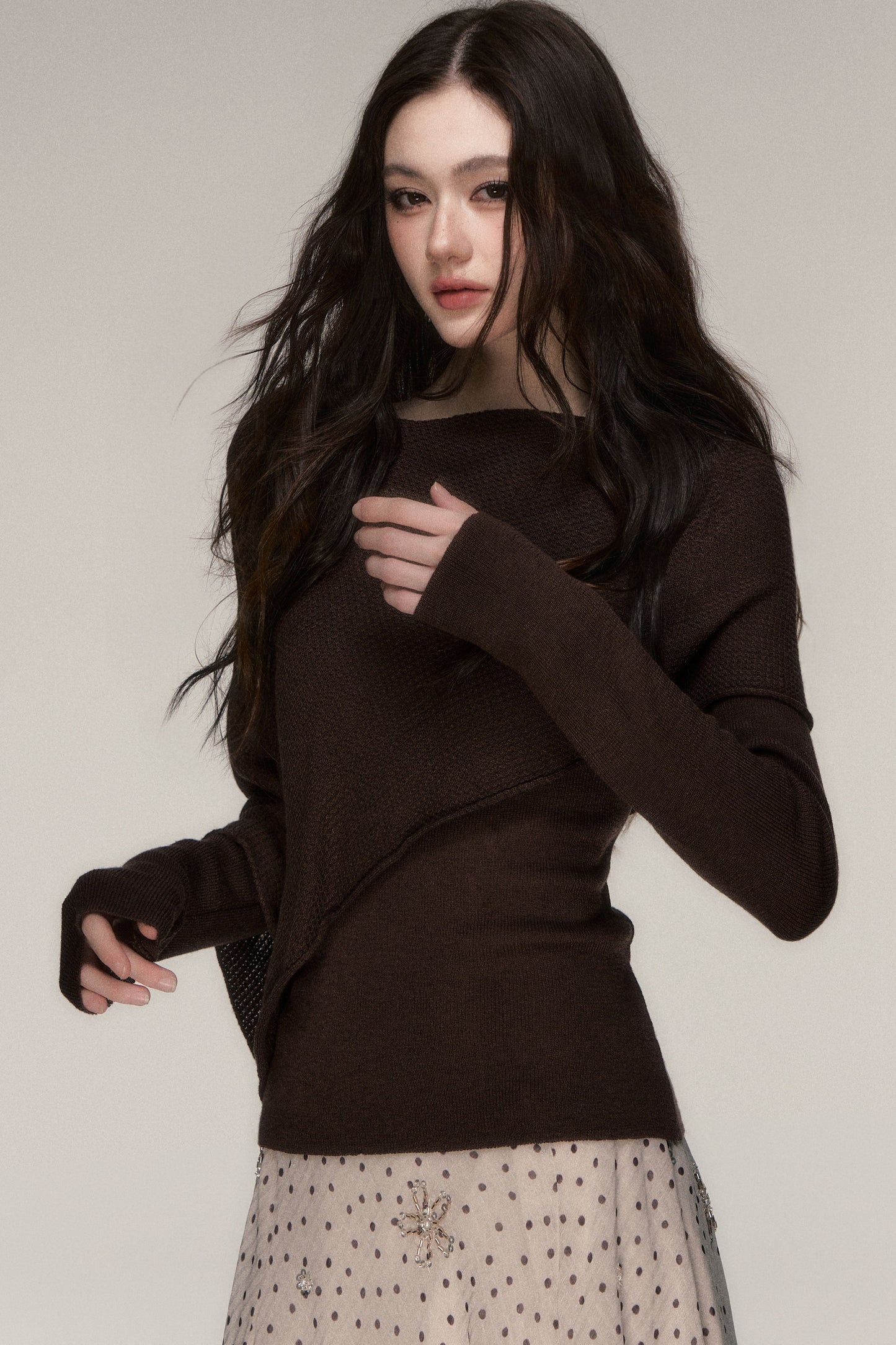 Weiches Windcape-Pullover-Strickoberteil
