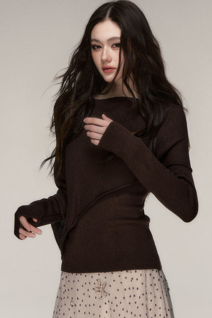 Weiches Windcape-Pullover-Strickoberteil