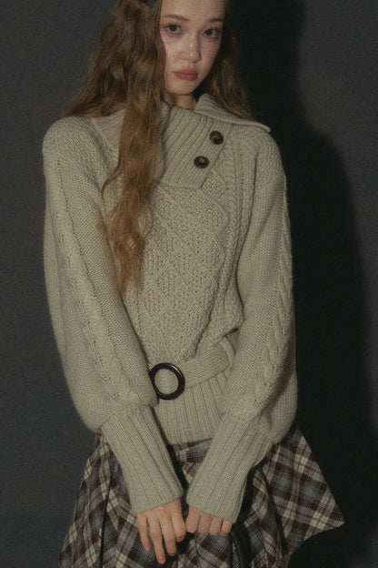 Diamond Pattern Cable Knit Top