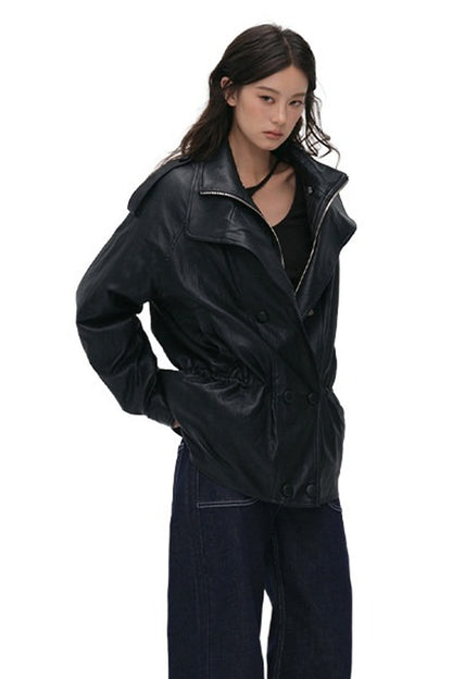 Detachable Down PU Leather Jacket