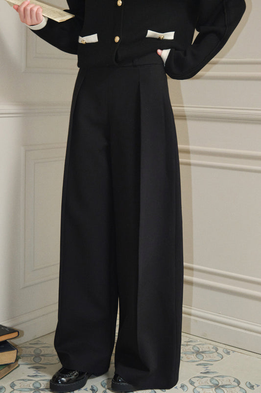 Pleated Wide-Leg Tencel Wool Pants