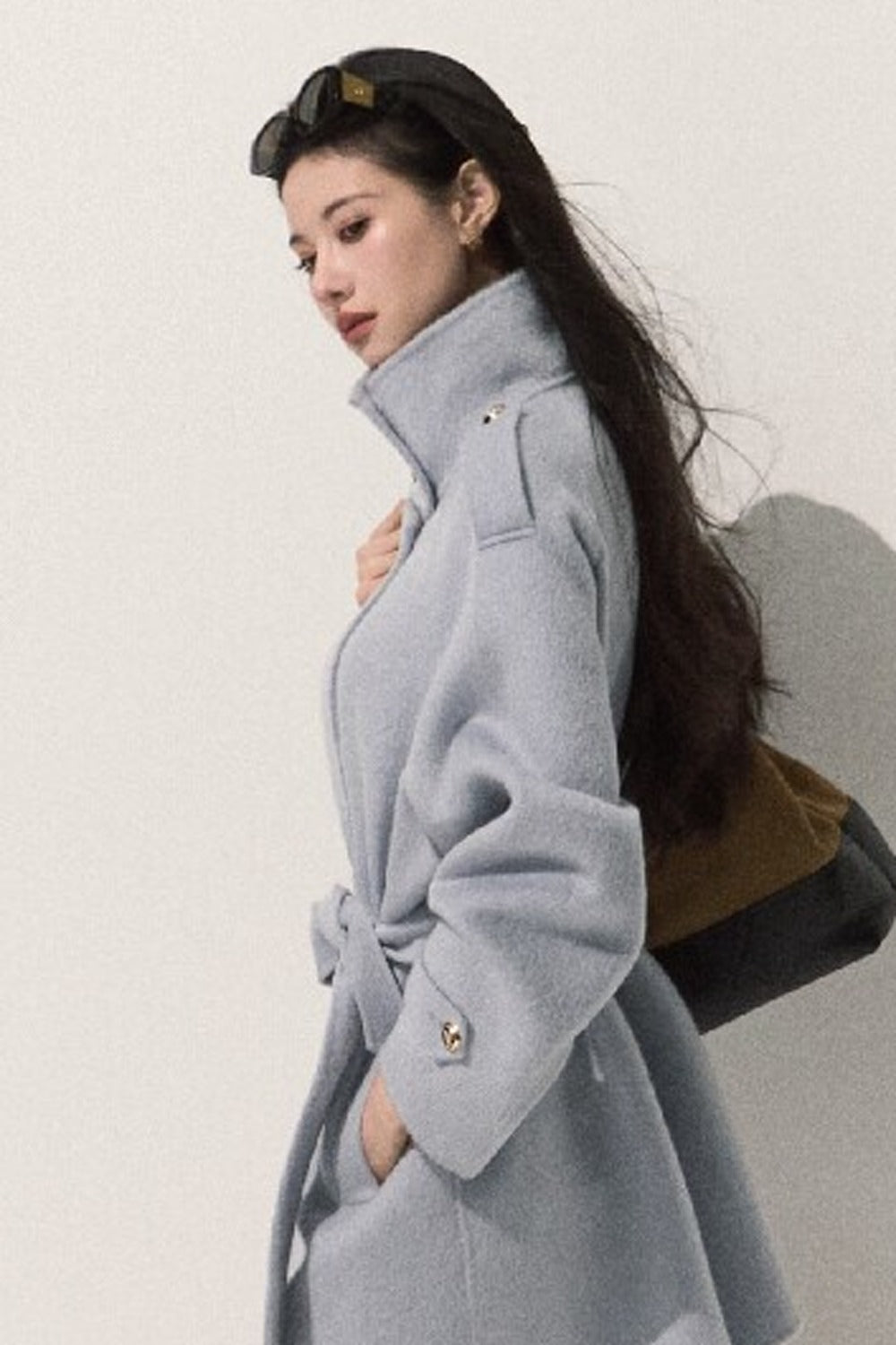 Cappotto in pura lana con cintura