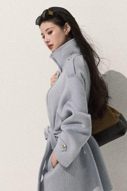 Cappotto in pura lana con cintura