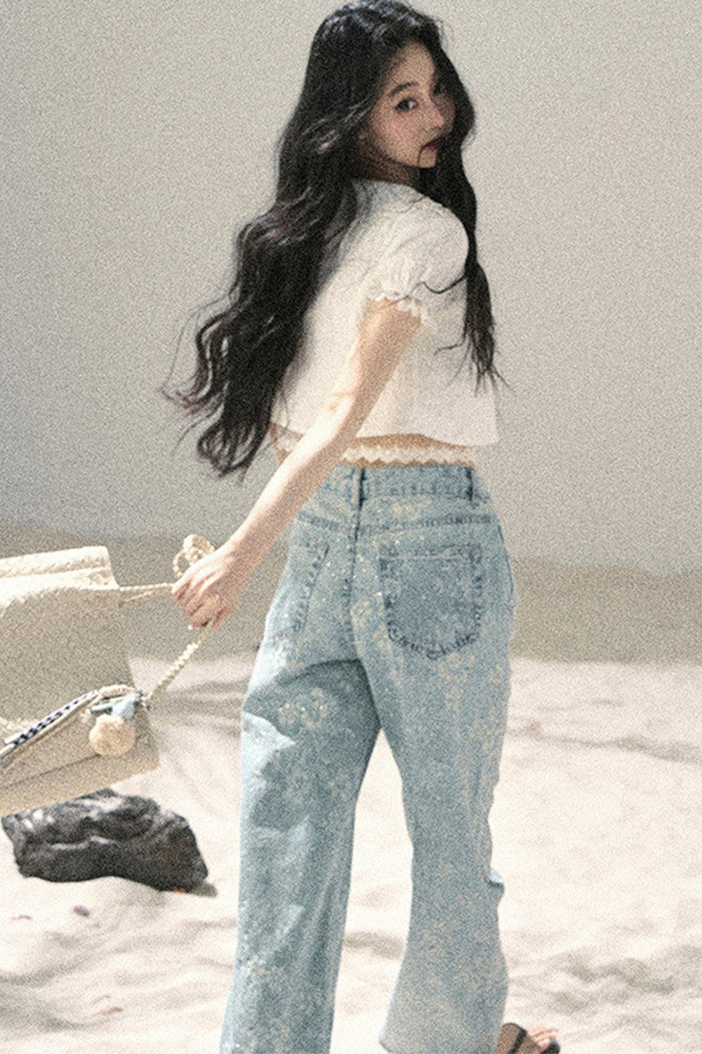 French Style Lace Puff Sleeve Blouse