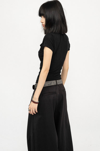 Black Polo Collar Top