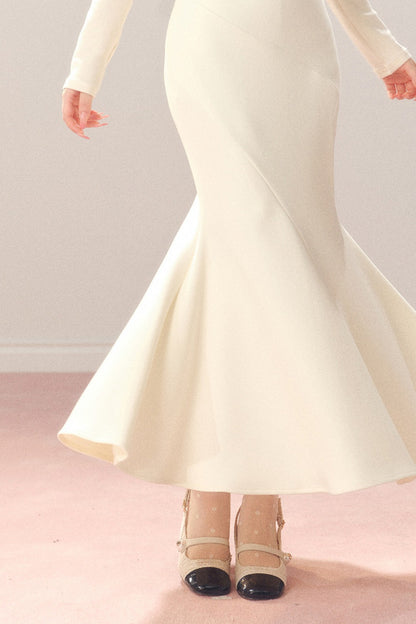 Artistic Bow Lace Knit Cape and Skirt Set-Up