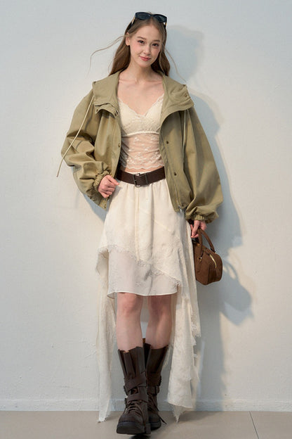Loose Hooded Short Jacket