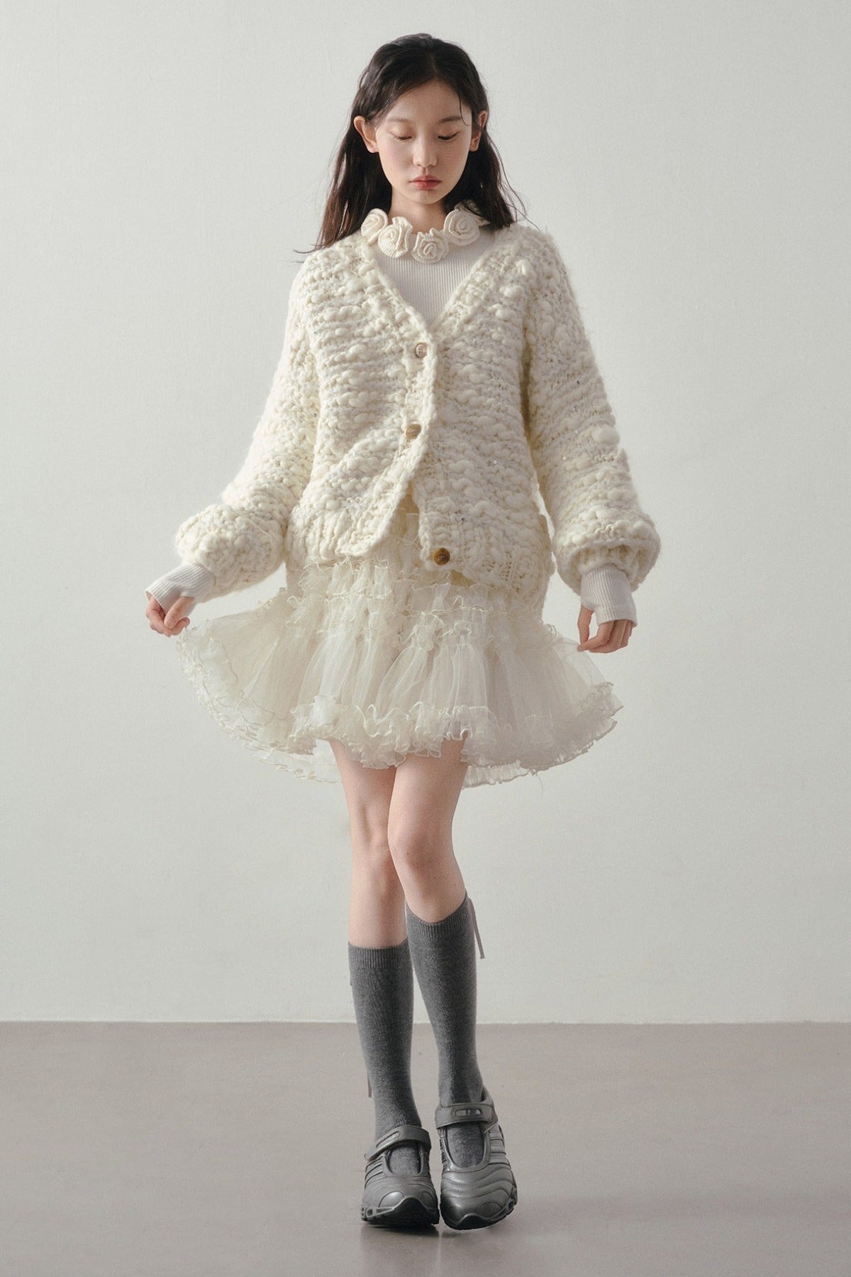 Chunky Knit Beige Cardigan