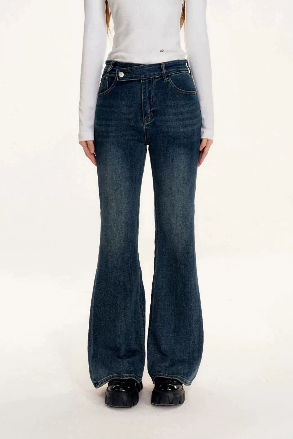 High-Waist-Schlagjeans