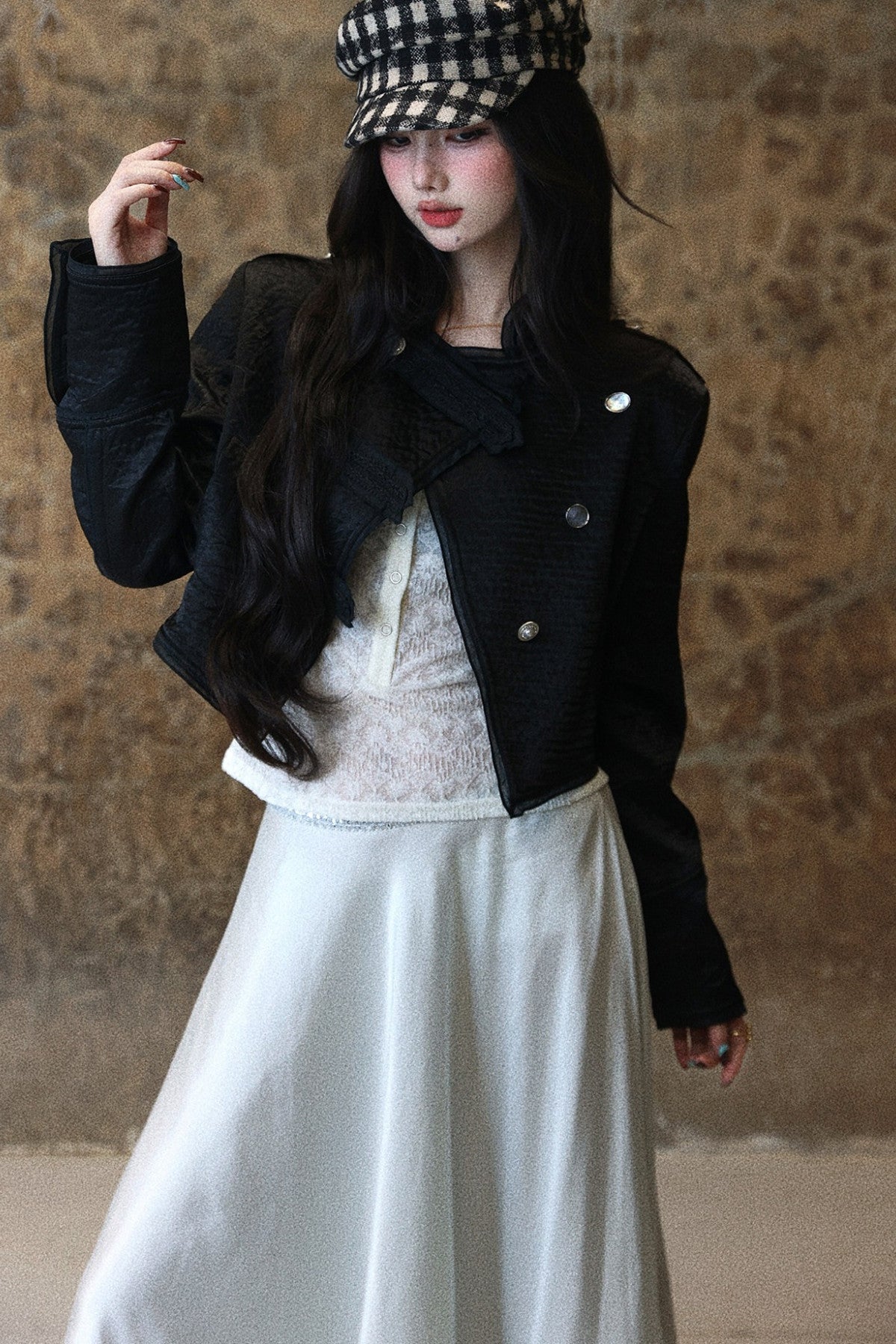 Smooth Draped Satin Skirt
