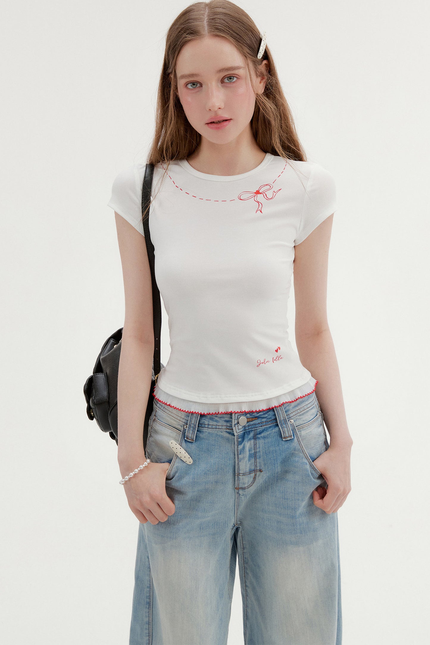 Bow Print Lyocell Blouse