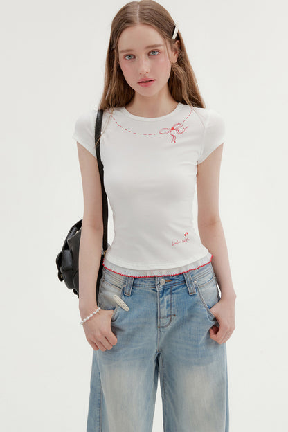 Bow Print Lyocell Blouse