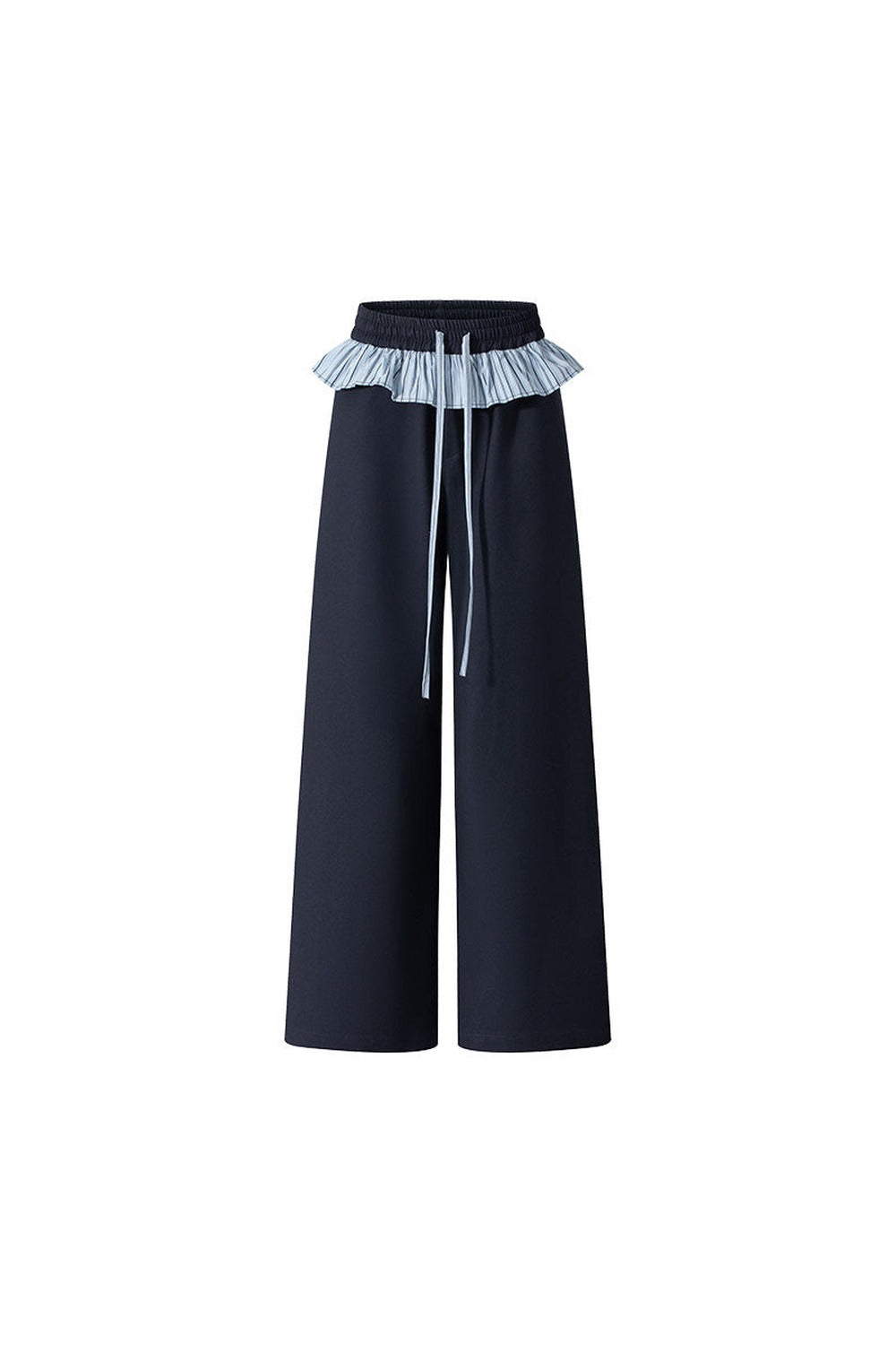Ensemble haut tube rayé à épaules dénudées et manches longues avec pantalon à jambes larges