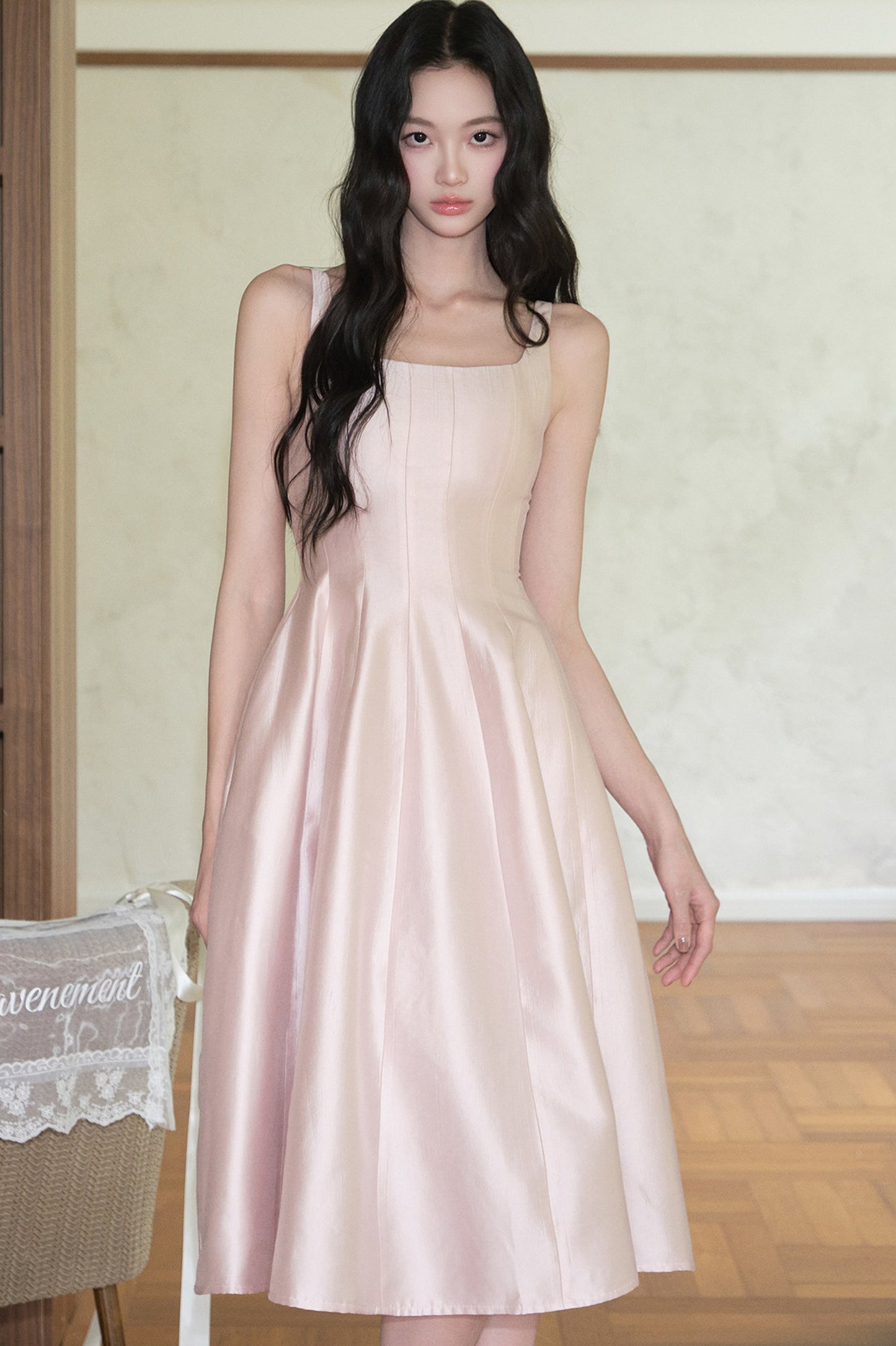 Lyocell Square-Neck A-Line Dress