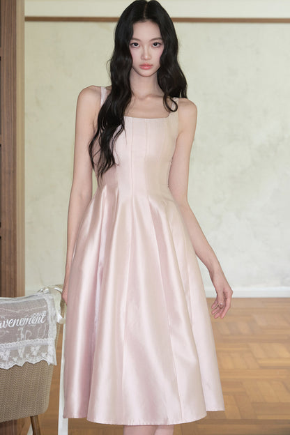 Lyocell Square-Neck A-Line Dress