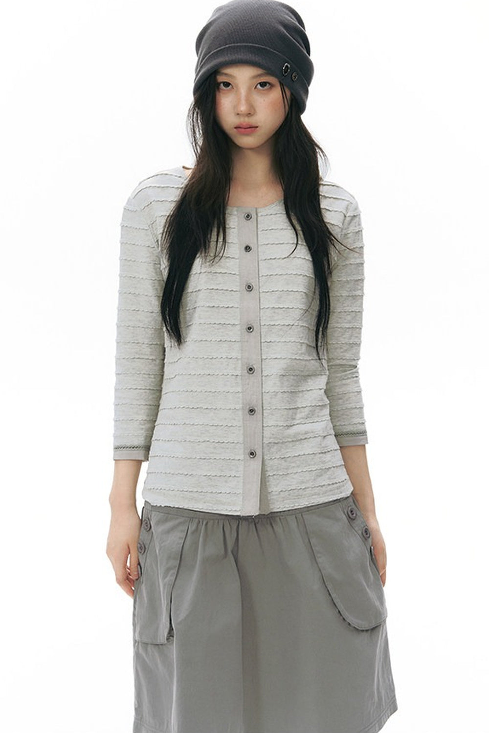 Haut cardigan tricoté à manches longues