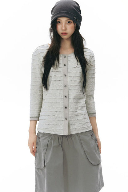 Haut cardigan tricoté à manches longues
