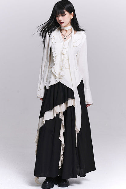Ghostly Irregular Black Skirt
