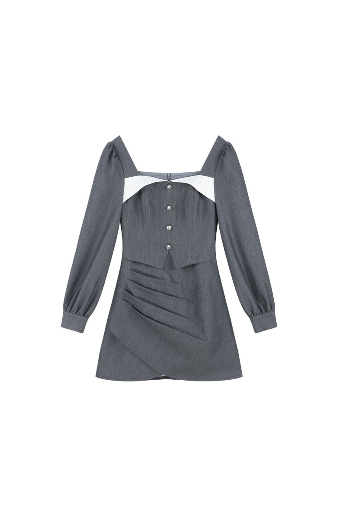 Square Neck Long Sleeve Dress