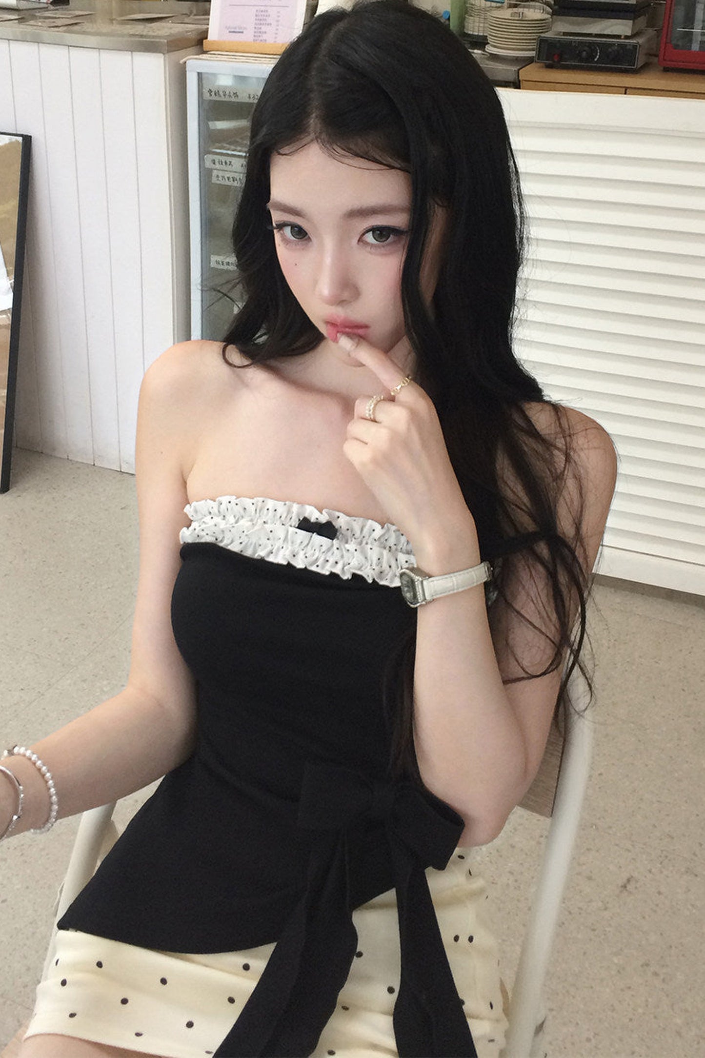 Contrast Lace Tube Top Set-Up