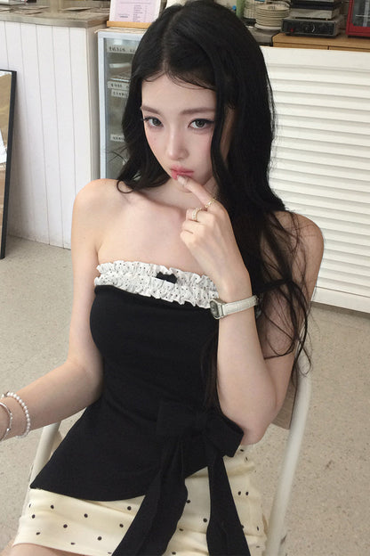 Contrast Lace Tube Top Set-Up