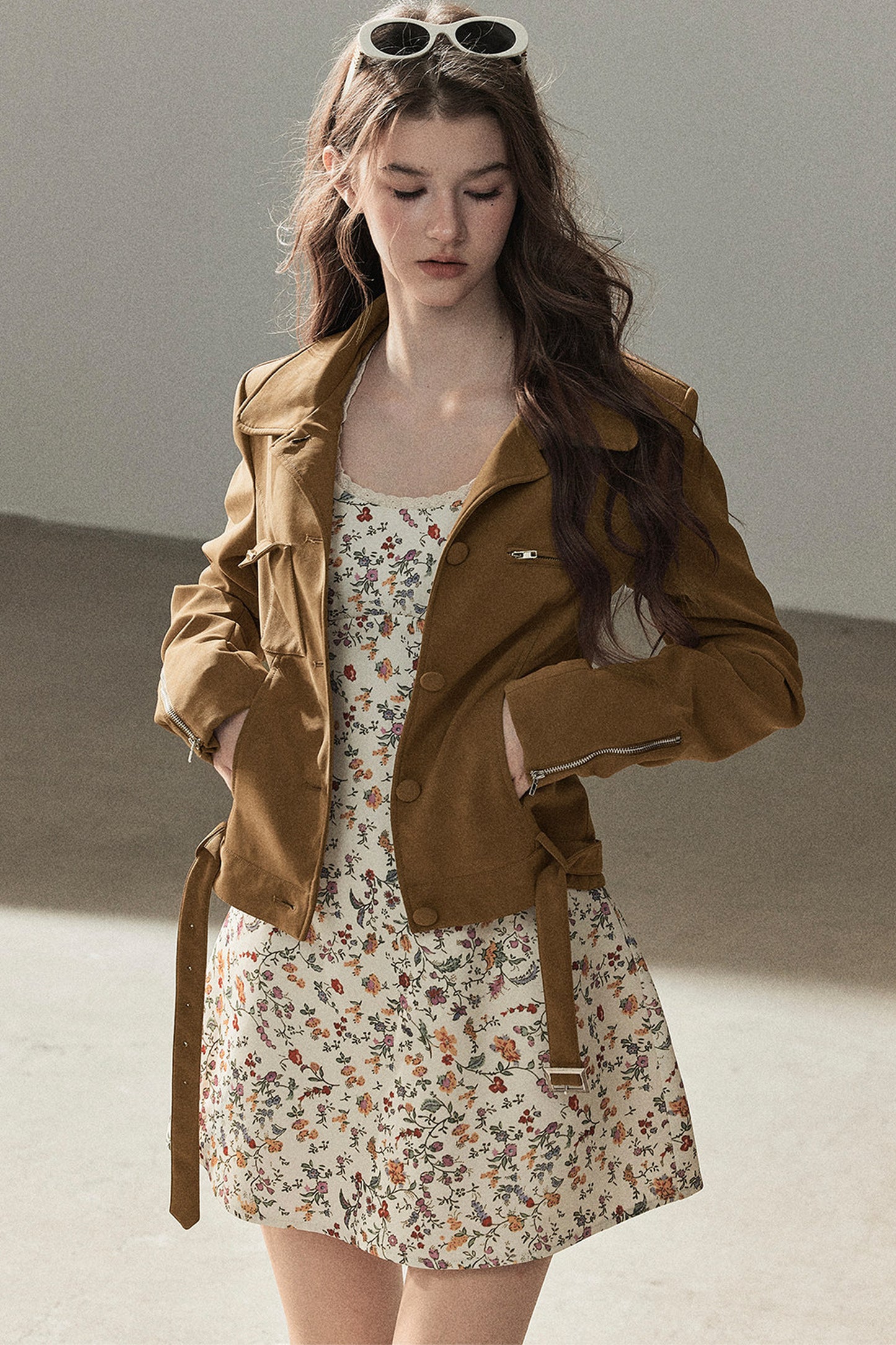 Veste courte style daim PU