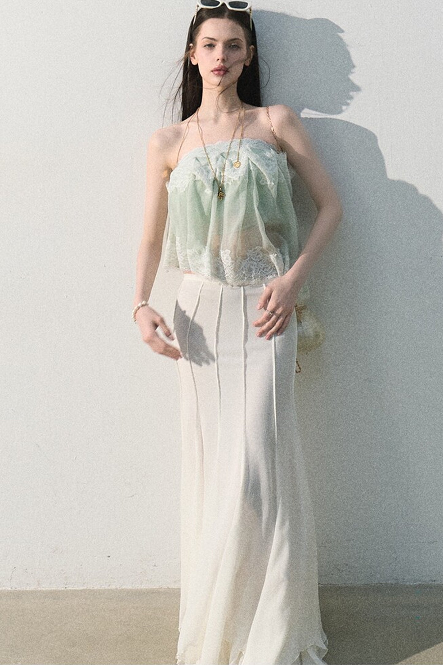 Mint Lace Off-Shoulder Top