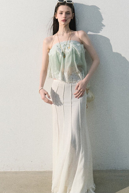 Mint Lace Off-Shoulder Top