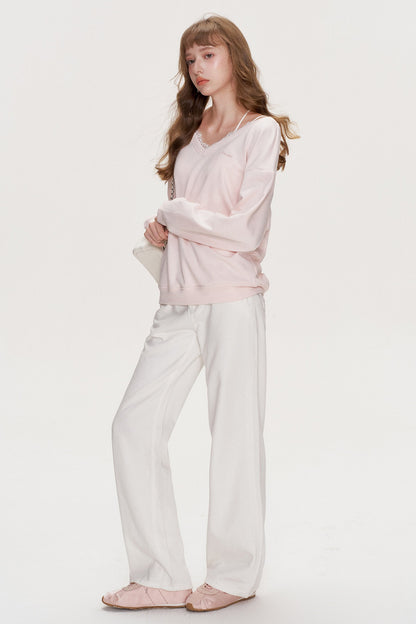 Romantic Lace Bow Sweatshirt