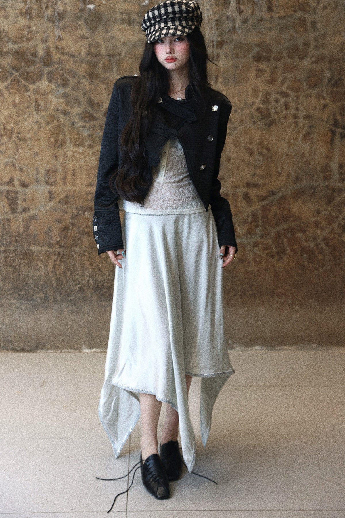 Smooth Draped Satin Skirt