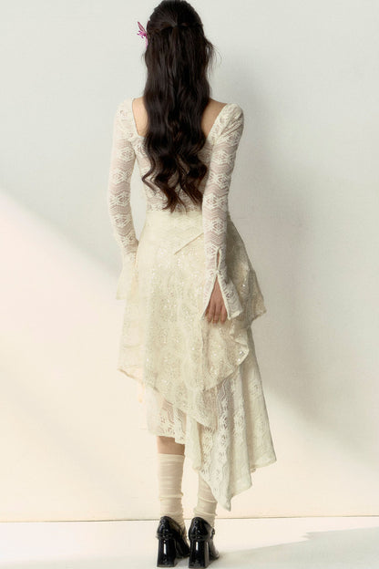 New Chinese Lace Top and Skirt Set-Up