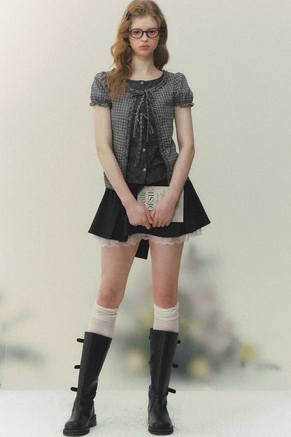 Preppy Summer Short-Sleeve Blouse