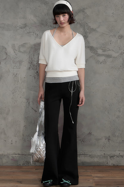 Drawstring Waist Flared Pants