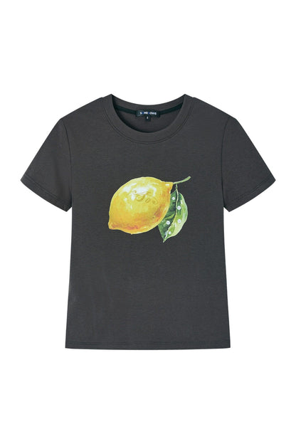 Lemon Print Short-Sleeved Blouse