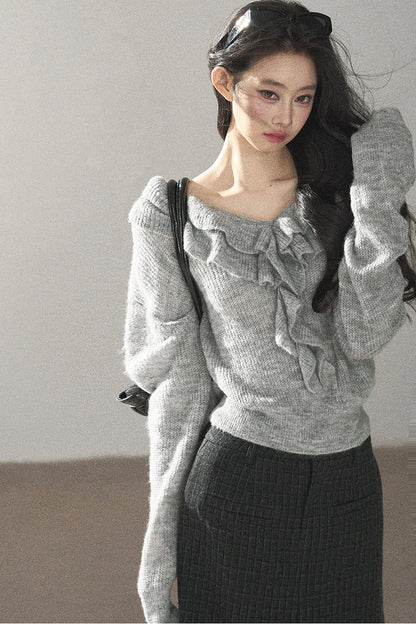 Ruffled Wool Sweater