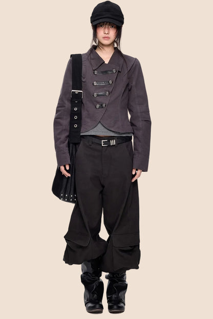 Palace-Style Double-Breasted Short Jacket