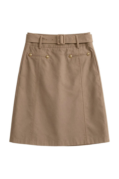 High-Waisted A-Line Midi Skirt