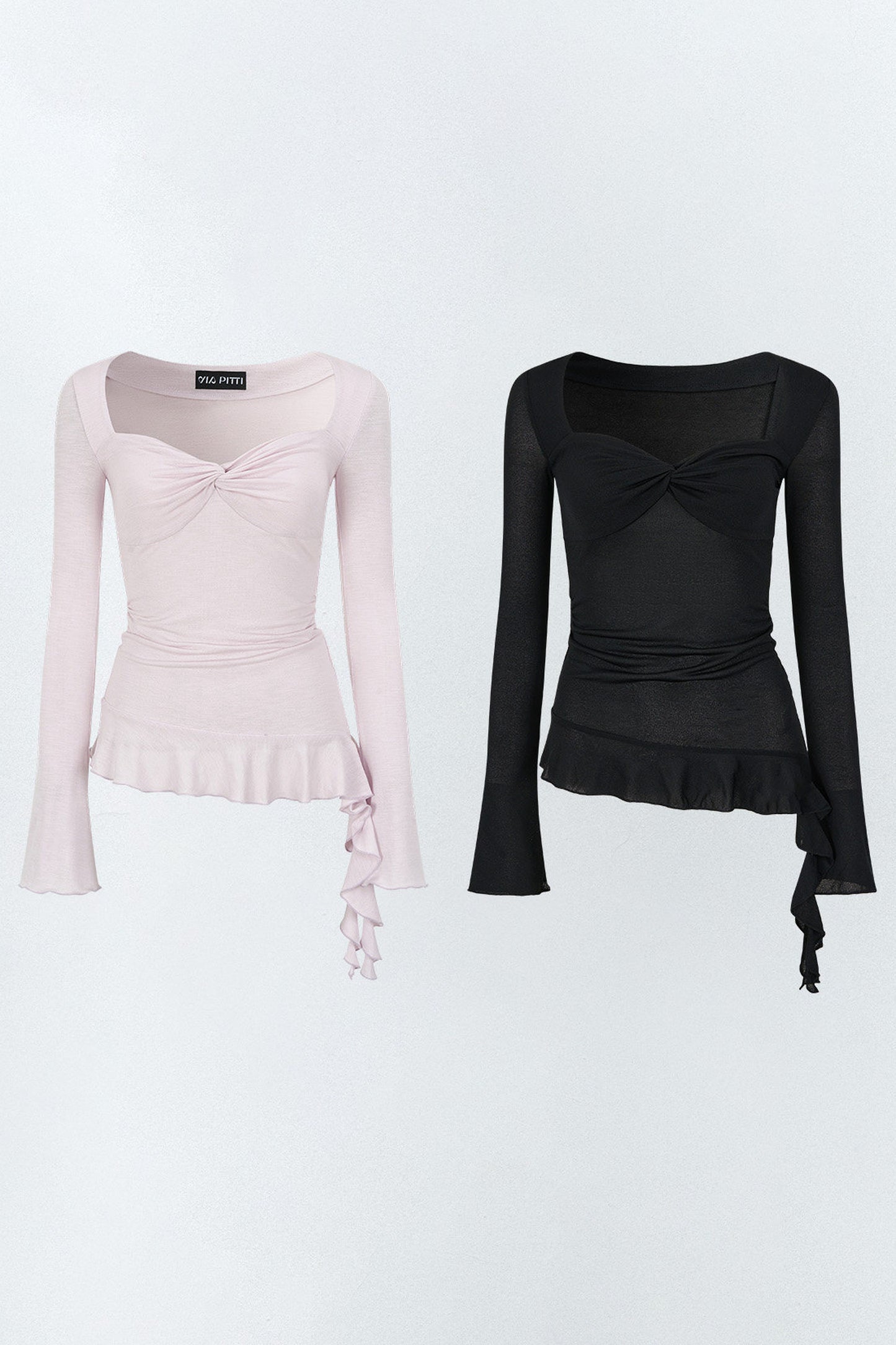 Twist Ruffle Pleated Blouse