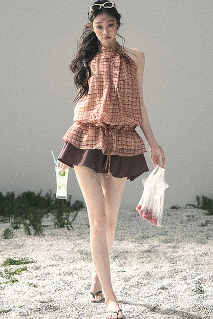 Maple Red Plaid Halter Top