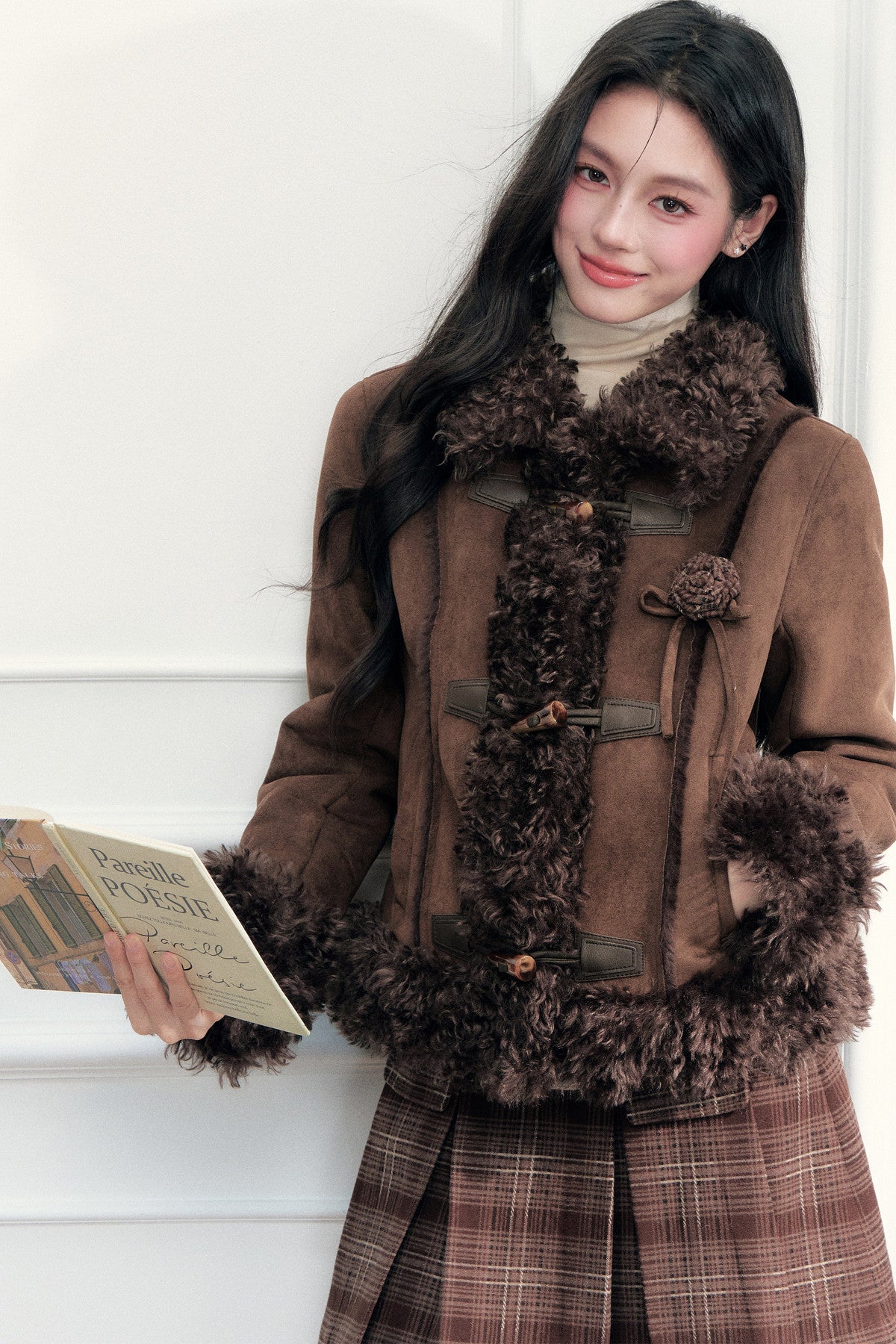 Warm Suede Faux Fur Toggle Jacket