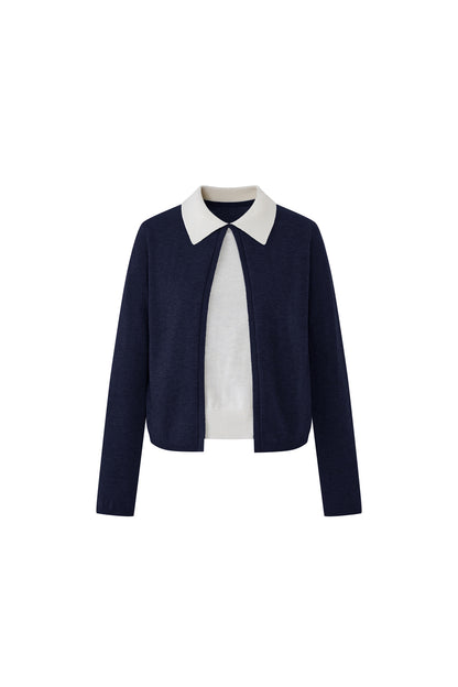 Color-Block Layered-Look Wool Knit Top