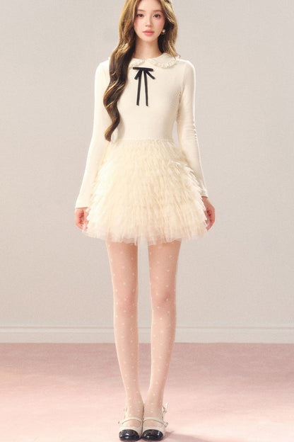 Cream Princess Multi-Layered Tulle Dress