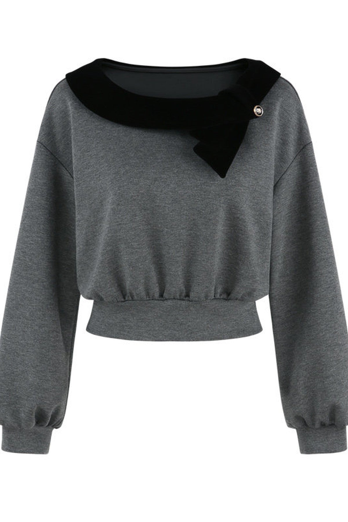 Gray Pullover Sweatshirt and Black Skirt Set-Up