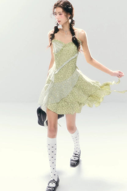 Leopard Sequin Slip Dress