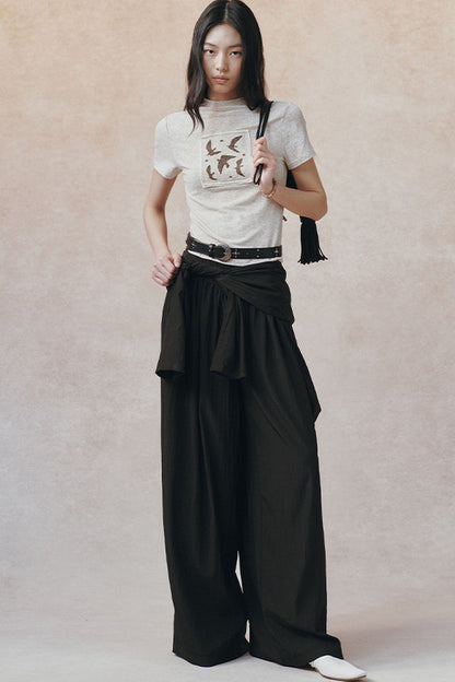 Bird Print Pocket T-Shirt