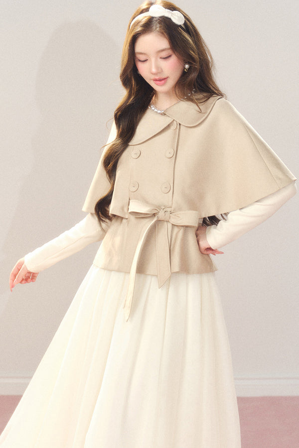 Two-Tone Drape Trench Cape